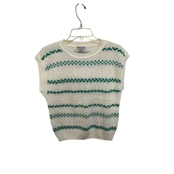 Vintage College Point Sportswear Women's Medium Cap Sleeve Sweater Knit Top - Picture 2 of 4